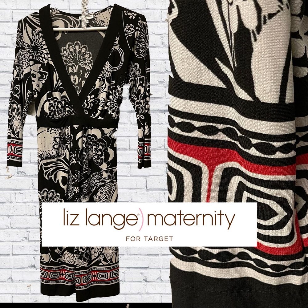 Liz Lange Maternity dress Red Black White Sz Small